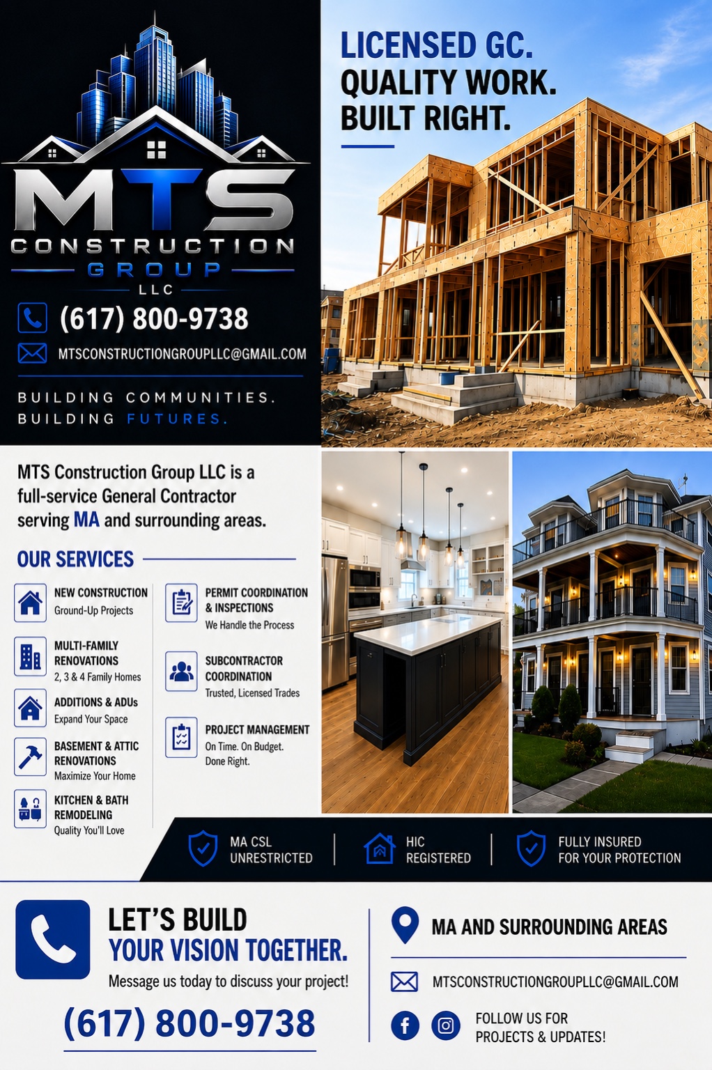 New residential construction framing in progress